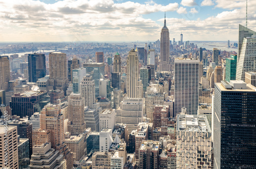 Foto Manhattan Skyline with Empire State Building, aerial view, from Rockefeller Cent