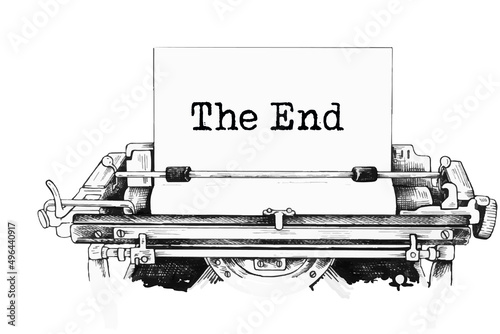 Text written with a vintage typewriter - The end photo