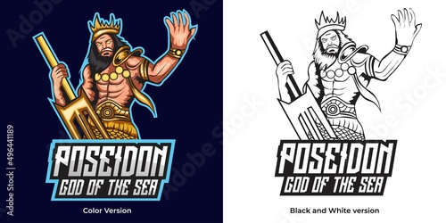 poseidon esport logo mascot design