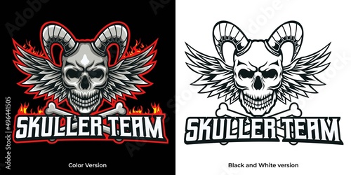 skull with wings mascot logo template. easy to edit and customize