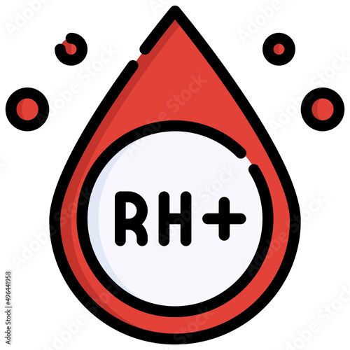 BLOOD RH POSITIVE filled outline icon,linear,outline,graphic,illustration