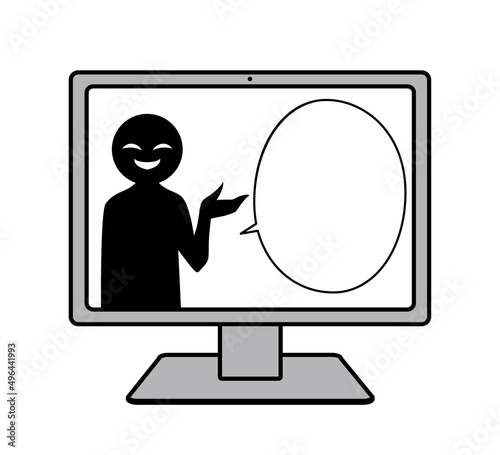オンライン通信で詐欺など怪しい話をするイメージの素材