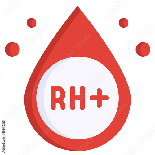 BLOOD RH POSITIVE flat icon,linear,outline,graphic,illustration