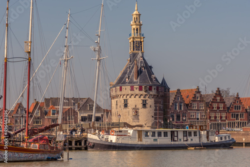 Hoorn, Netherlands, March 2022. The historic defense tower at the harbor entrance of Hoorn. photo