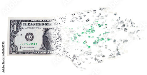 The collapse of the dollar on a white background.