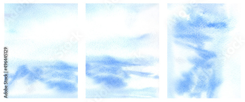Abstract blu watercolor bright background for storis photo
