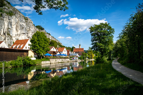 Idyllic view of the village of Markt Essing in Bavaria, Germany in the Altmühltal on a sunny day in spring photo
