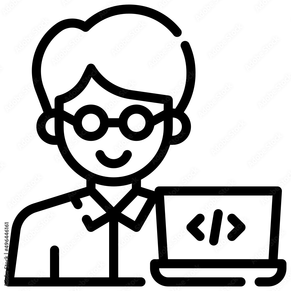PROGRAMMER line icon,linear,outline,graphic,illustration