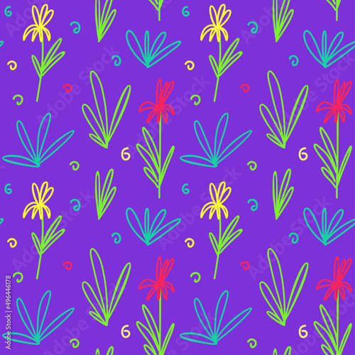 A pattern with lilies in neon color in a fashionable style