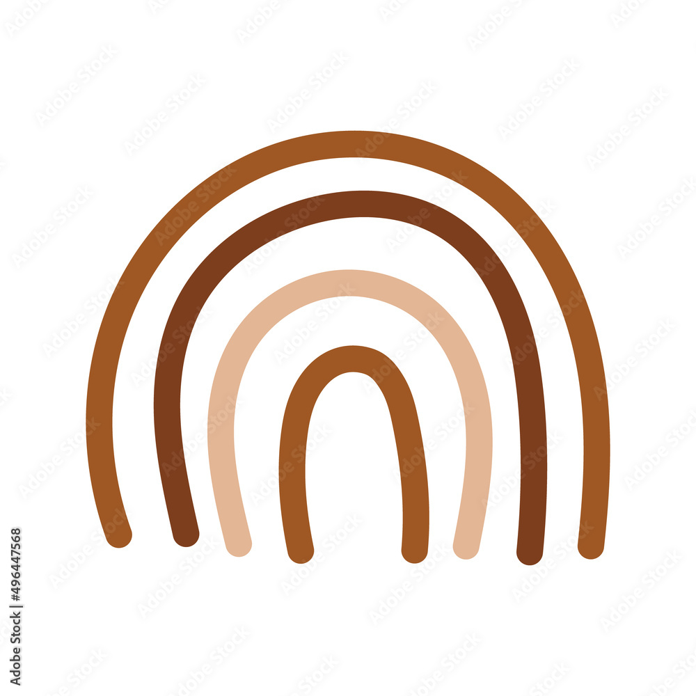 Hand drawn abstract rainbow. Cute boho rainbow in brown colors. Scandinavian shape. Hand drawn abstract rainbow. Cute boho rainbow in brown colors. Scandinavian shape.