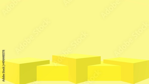 Abstract yellow stage podium 3d illustration