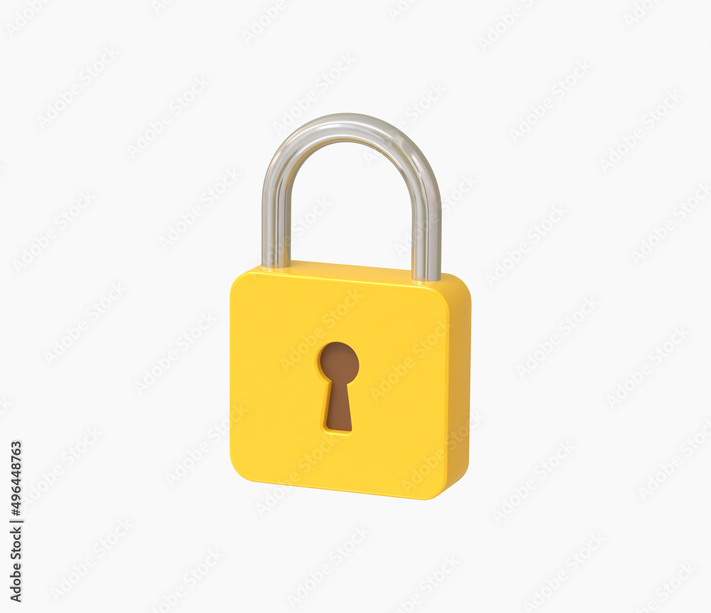 3D Realistic Yellow Locked padlock vector illustration 3D Realistic Yellow Locked padlock vector illustration