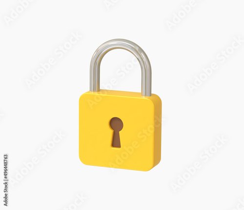3D Realistic Yellow Locked padlock vector illustration