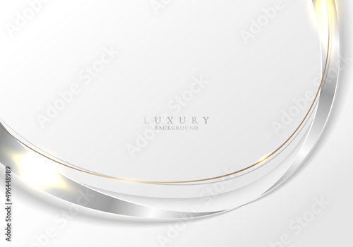 Abstract 3D elegant silver wave lines and lighting effect on white background