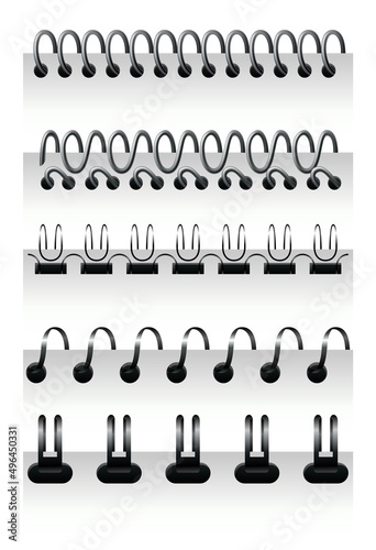 Notebook spirals, wire steel ring bindings and springs for diary. Spiral binder or ringed for paper calendar. Can use as page or notepad divider