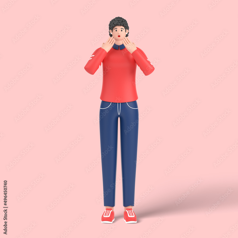 Fototapeta premium 3d female character scared Expression