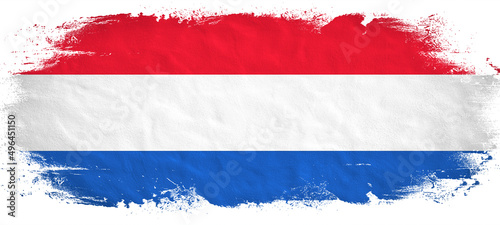 Netherlands background pattern template - Abstract brushstroke paint brush splash in the colors of dutch flag, isolated on white texture