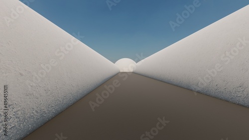 Architecture background white buildings along road 3d rendering