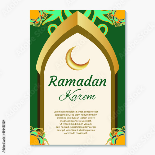 Gradient ramadan greeting card template photo