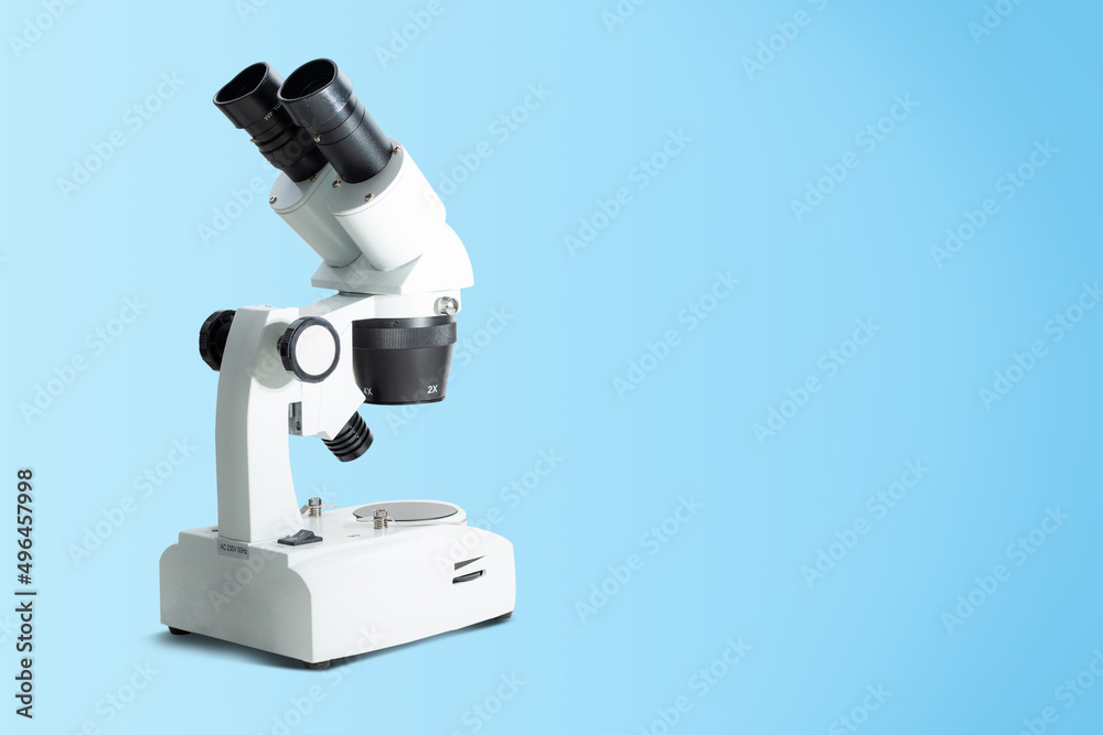 Stereoscopic microscope. Medical, health and biological concept. Using the microscope for research, scientific purposes. Stereoscopic microscope. Medical, health and biological concept. Using the microscope for research, scientific purposes.