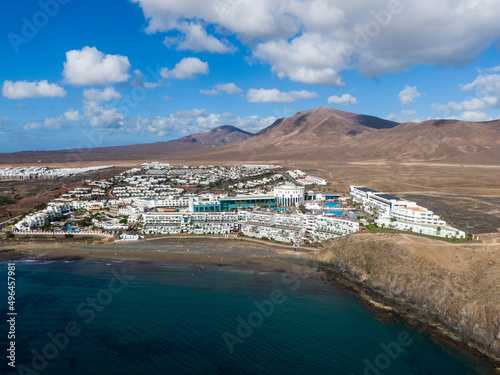 The hotels on the southern coast of the spanish island of Lanzarote
