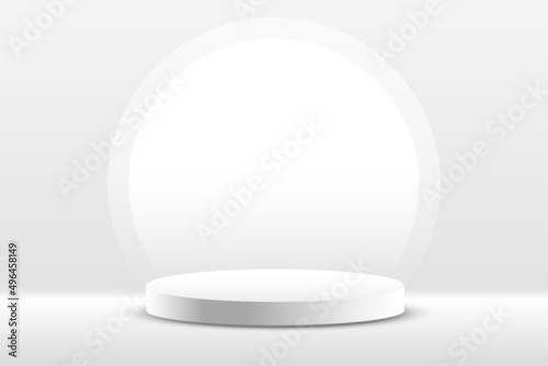 white studio background with 3d podium for product display