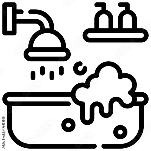 BATH line icon,linear,outline,graphic,illustration