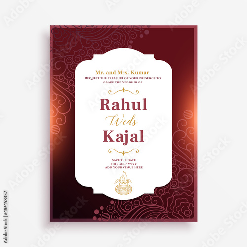 elegant indian wedding card layout design