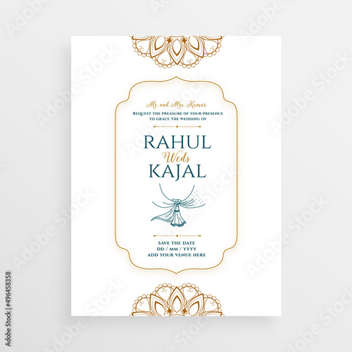 indian wedding invitation card in simple style