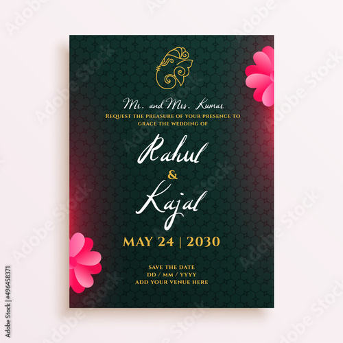 flower indian wedding card lovely design