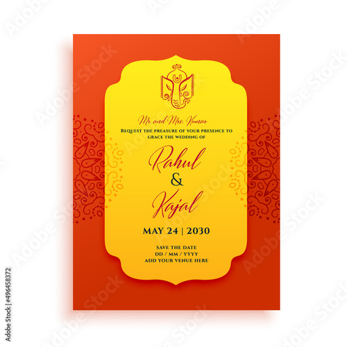 classic indian wedding card template design