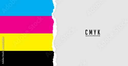 cmyk color lines in paper torn style