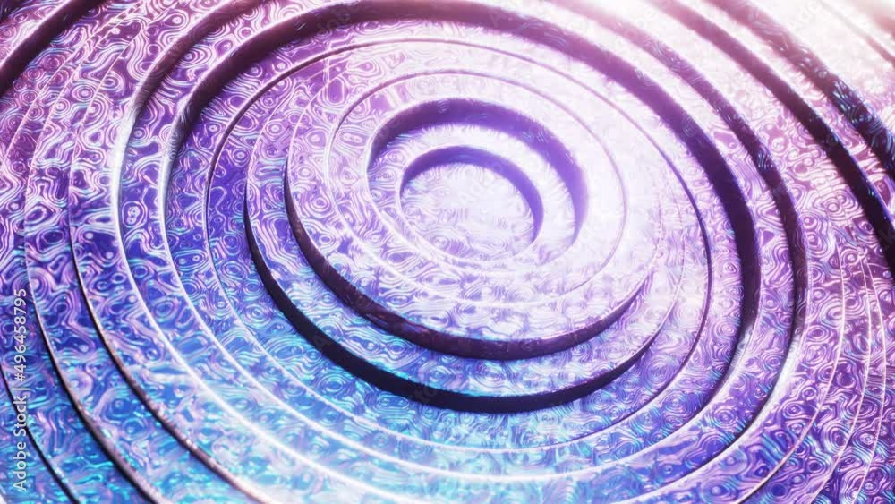 Abstract looping 3D animation of the moving shiny fancy textured iridescent metal solid rings rendered in UHD as motion background Abstract looping 3D animation of the moving shiny fancy textured iridescent metal solid rings rendered in UHD as motion background