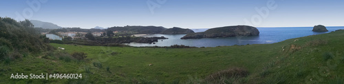 panoramic photo of the beach and coast of Celorio, LLanes, Asturias, photo