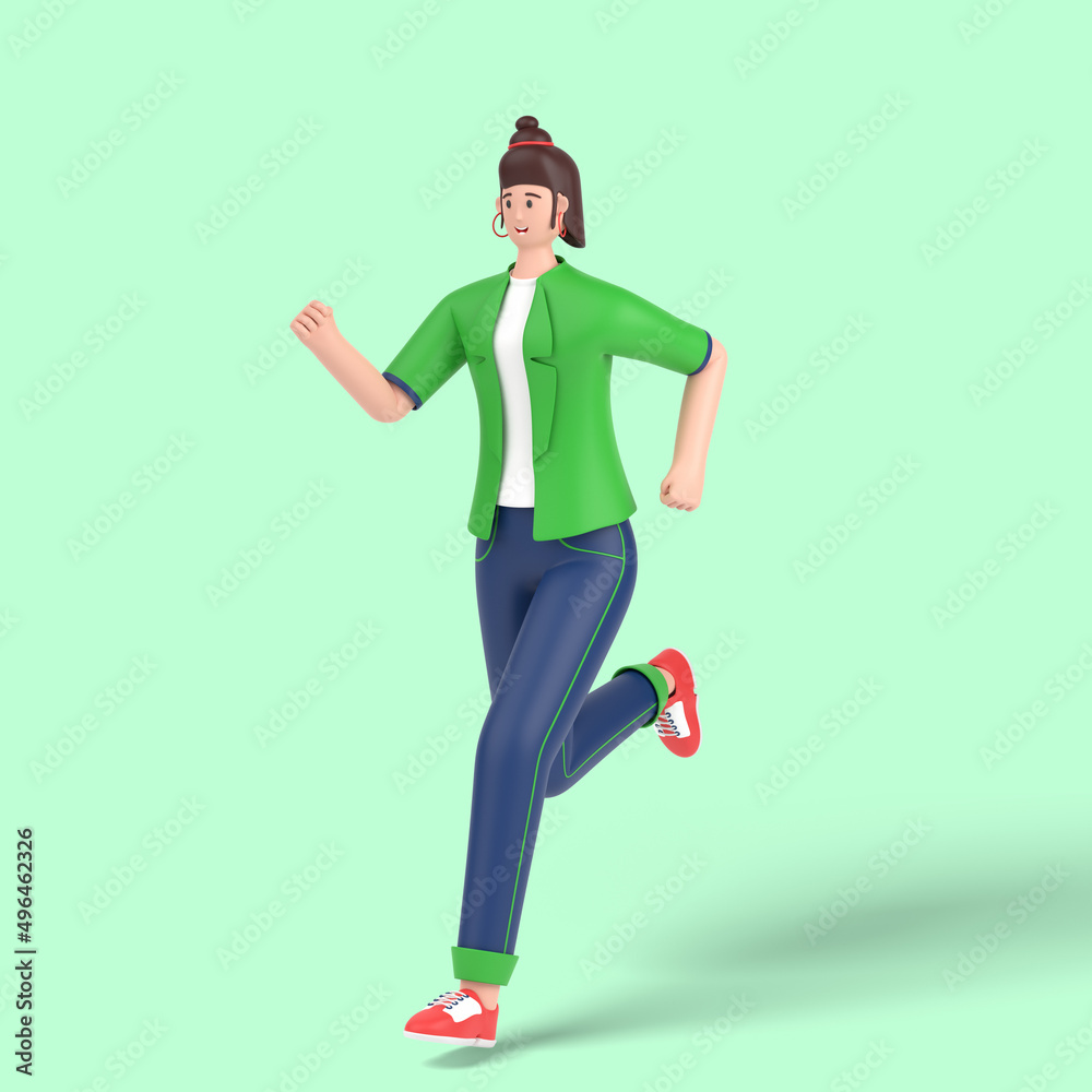 3d female character doing running exercise 3d female character doing running exercise