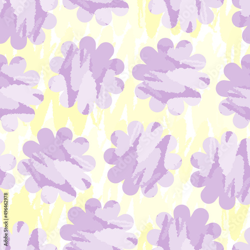 seamless violet flower pattern on yellow background