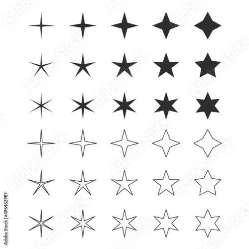 Big vector set of different star icons
