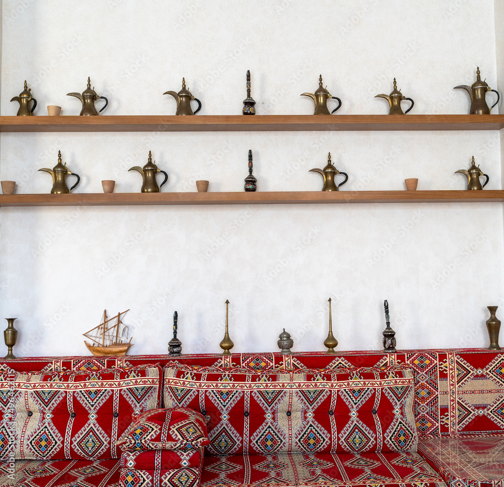 Display of Arabic majlis at a hall.