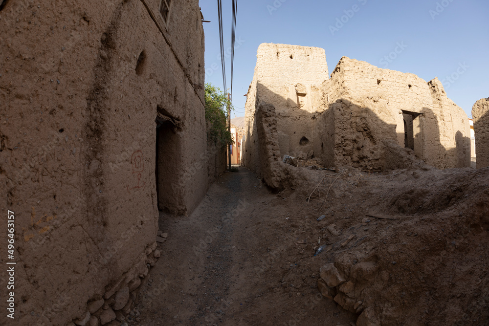 An old in the city of Nizwa, where the houses used to live, and are now deserted