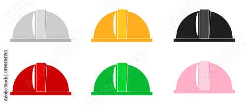 Simple Vector Set 6 safety helmet, isolated on white