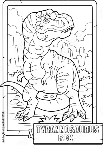 prehistoric dinosaur tyrannosaurus, coloring book, outline illustration