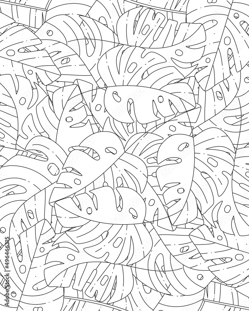 A jungle leaf coloring page