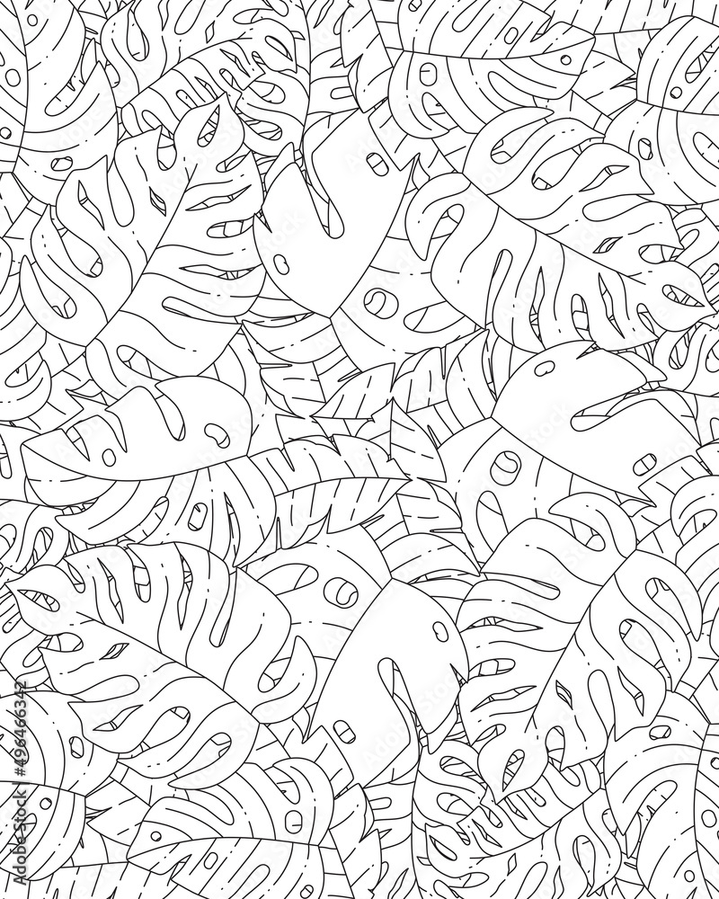 A jungle leaf coloring page A jungle leaf coloring page