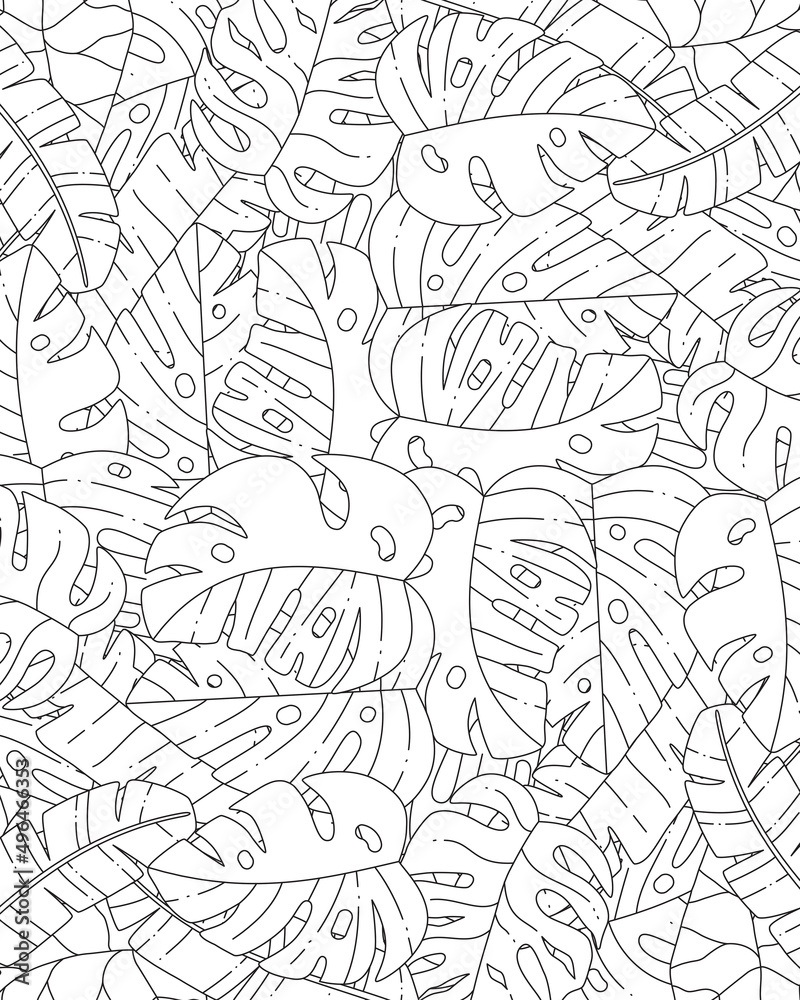 A jungle leaf coloring page