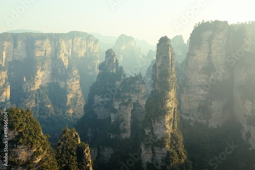 Zhangjiajie National Forest Park is national forest park located in Zhangjiajie  Hunan Province  China. National park in Wulingyuan Scenic Area