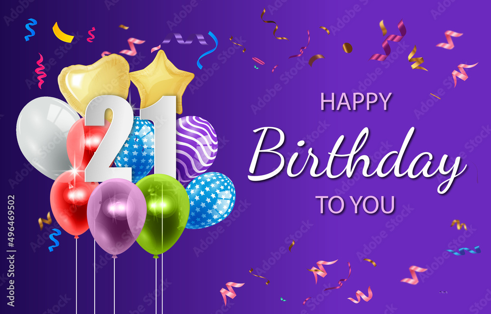 Faixa Happy 21st Birthday - Banner Parabéns 21 Anos - Decoração Festa