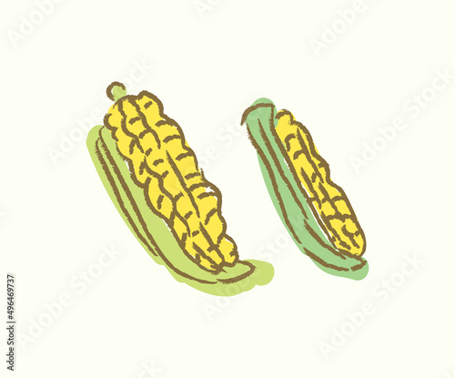 Cute simple corn in doodle cartoonish illustration vector art design