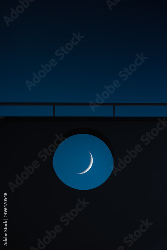 Moon in bulding circle gap