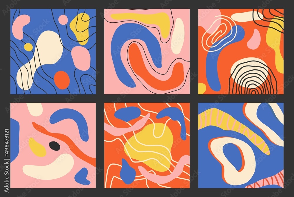 Big set of abstract square posters. Bright colours. Poster, cover, postcard, template. Flat design, cartoon, vector illustration. All elements are isolated. Big set of abstract square posters. Bright colours. Poster, cover, postcard, template. Flat design, cartoon, vector illustration. All elements are isolated.