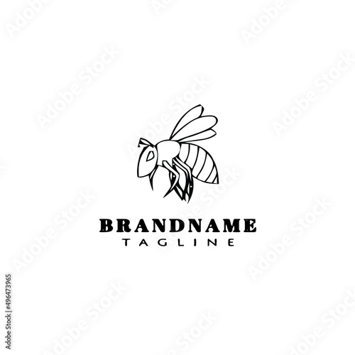 unique bee logo icon design template cartoon black isolated vector cute